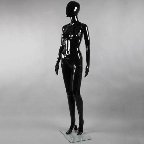 Манекен женский стоячий черный глянец 1750х820х610х850 мм