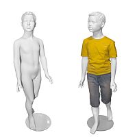 Манекен детский мальчик 6 лет, ростовой, с лицом, белый 1230х610х550х670 мм