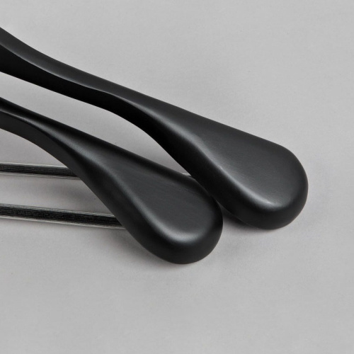 Вешалка-плечики для одежды деревянная, черный матовый, L440 мм фото 3