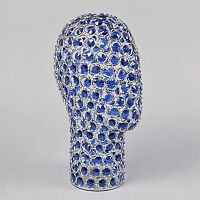 Манекен головы абстрактный металлический, серебряный/синий, 330х520 мм