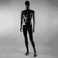 Манекен мужской в полный рост, без лица, черный глянец 1850х970х760х900 мм
