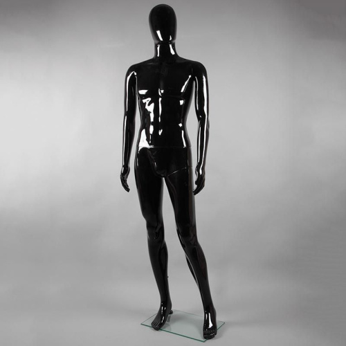 Манекен мужской в полный рост, без лица, черный глянец 1850х970х760х900 мм
