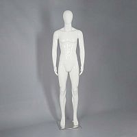 Манекен мужской в полный рост для магазина, белый глянец, 1930х950х720х960 мм
