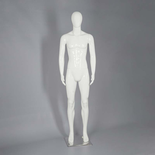 Манекен мужской в полный рост для магазина, белый глянец, 1930х950х720х960 мм