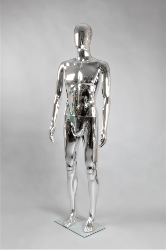 Манекен мужской абстрактный серебряный глянец 1850х970х760х900 мм
