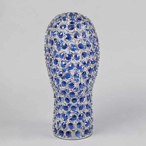 Манекен головы абстрактный металлический, серебряный/синий, 330х520 мм фото 2
