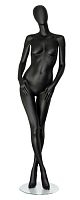 Манекен женский ростовой, без лица, черный матовый 1825х810х615х885 мм