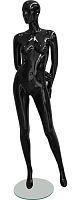 Манекен женский ростовой, глянцевый, с лицом, черный 1810х865х600х875 мм