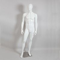 Манекен мужской глянец без лица, белый, на подставке 1880х990х770х950 мм