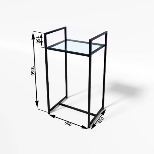 Стол демонстрационный TEVOLO для магазина, черный/прозрачный, 1050х590х450 мм фото 3