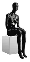 Манекен женский сидячий, без лица, глянцевый, черный 1322х895х642х915 мм