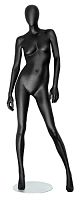 Манекен женский ростовой, без лица, черный матовый 1810х840х625х900 мм