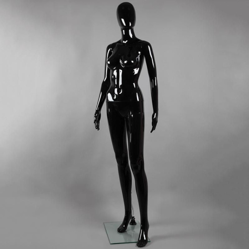 Манекен женский в полный рост, без лица, черный глянец 1750х820х610х850 мм