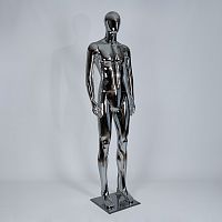 Манекен мужской абстрактный ростовой, серебряный глянец, 1930х950х720х960 мм