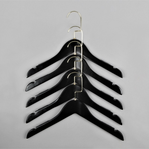 Вешалка-плечики для одежды деревянная Длина: 340 мм Цвет: черный/золото фото 3