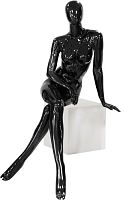 Манекен женский сидячий, без лица, глянцевый, черный 1230х840х630х940 мм