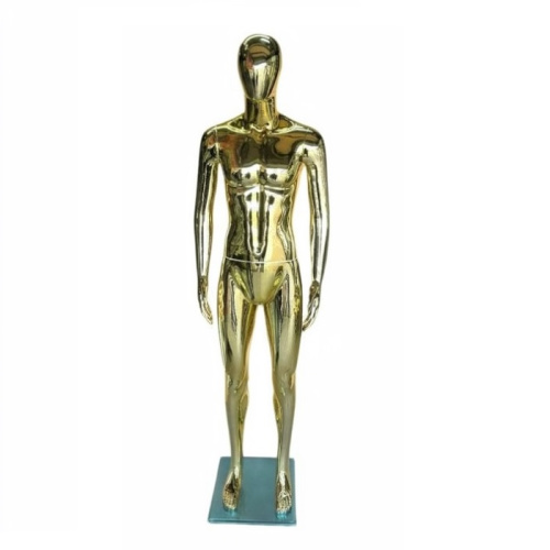 Манекен мужской торговый, безликий, золотой глянец, 1930х950х720х960 мм Манекен мужской торговый, безликий, золотой глянец, 1930х950х720х960 мм