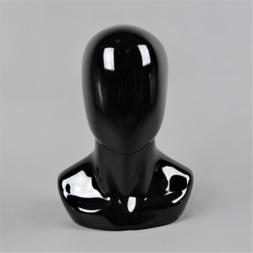 Манекен головы мужской, безликий, цвет черный глянец 370х550 мм фото 4