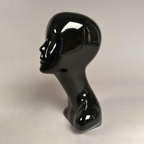 Манекен головы женский для магазина, черный глянец, 350х540 мм фото 2
