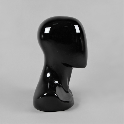 Манекен головы мужской, безликий, цвет черный глянец 370х550 мм фото 3