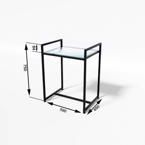 Стол демонстрационный TEVOLO для магазина, черный/прозрачный, 750х590х450 мм фото 3