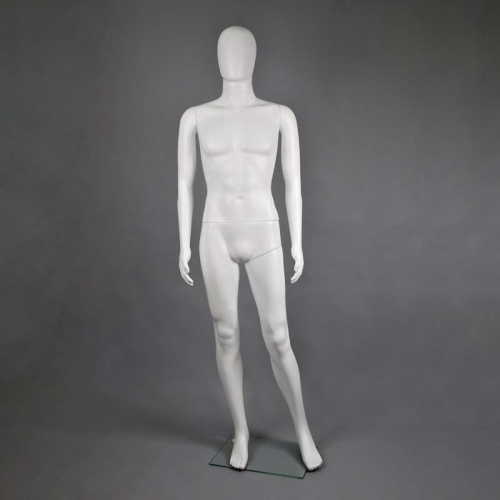 Манекен мужской ростовой с подставкой, белый матовый, 1850х970х760х900 мм