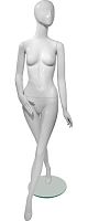 Манекен женский ростовой, без лица, белый глянцевый 1820х830х610х900 мм