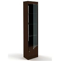 Витрина для магазина узкая, задняя стенка зеркало, 450х2000х300 мм