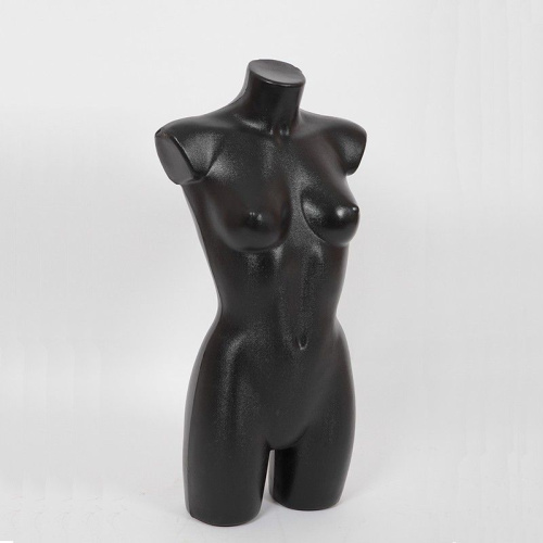 Манекен торс женский, скульптурный, пластиковый, черный 800х820х600х875 мм
