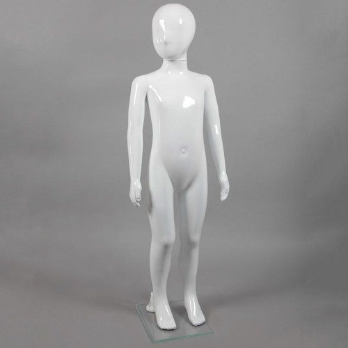 Манекен детский без лица, белый глянец, в полный рост 1100х580х560х640 мм