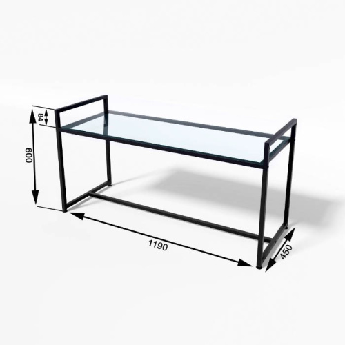 Стол демонстрационный TEVOLO для магазина, черный/прозрачный, 600х1190х450 мм фото 3