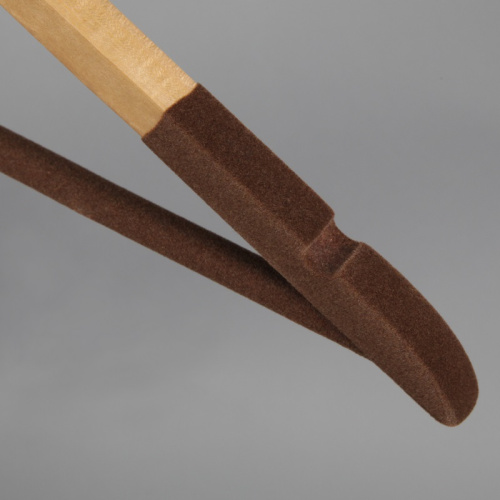 Вешалка-плечики деревянная флокированная для одежды, L445 фото 3