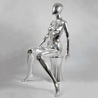 Манекен женский сидячий абстрактный серебряный глянец 1320х820х600х830 мм