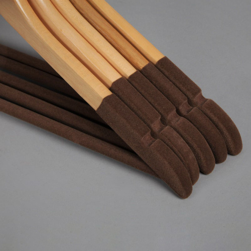 Вешалка-плечики деревянная флокированная для одежды, L445 фото 5
