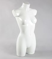 Манекен торс женский, пластиковый, цвет белый глянец 800х840х600х900 мм