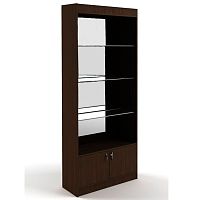 Витрина торговая широкая, задняя стенка зеркало, 850х2000х300 мм