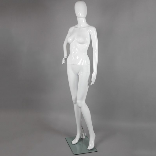 Манекен женский в полный рост, без лица, белый глянец 1750х820х610х850 мм